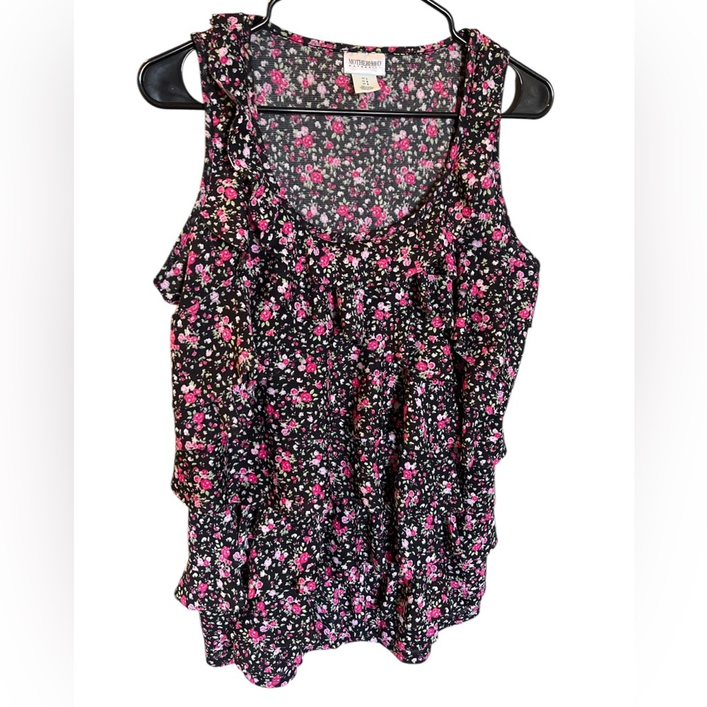 Motherhood Maternity Sleeveless Ruffled Floral Tiered Top Size Large